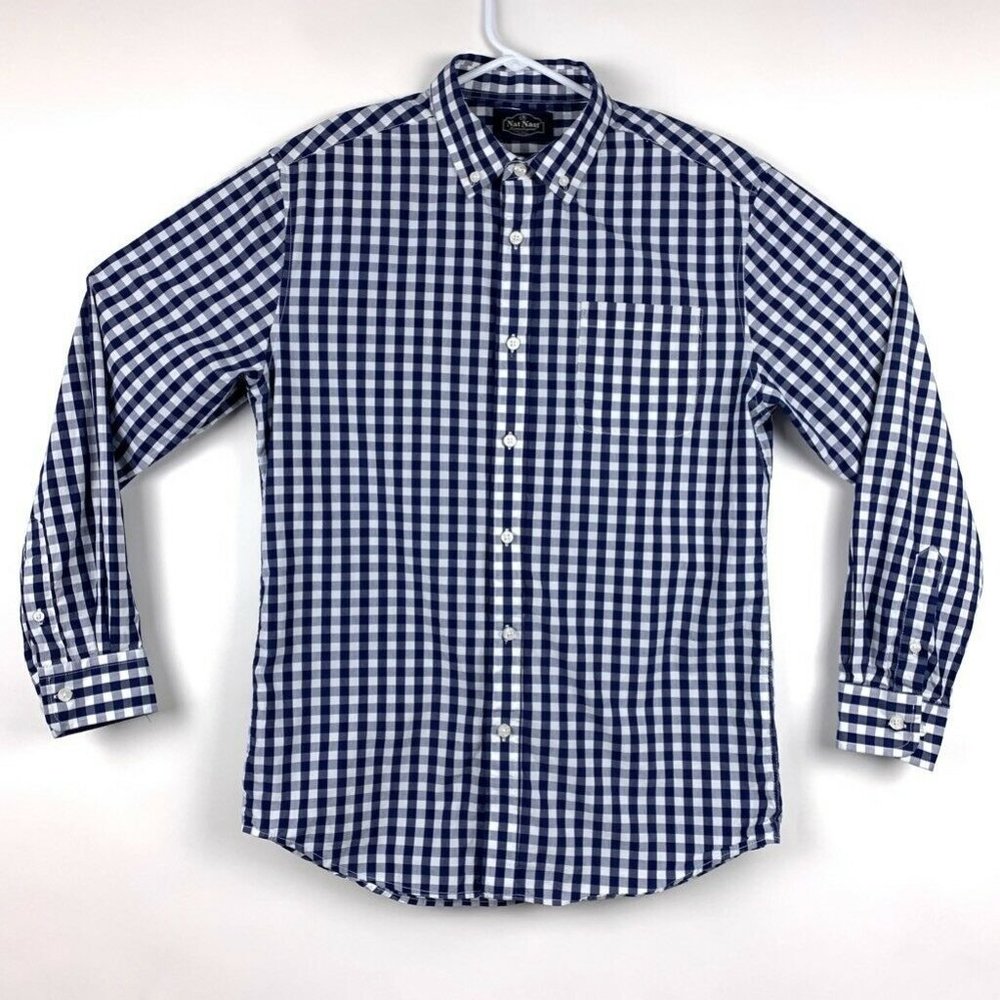 Nat Nast Mens Button-Down Shirt Checks Squares L